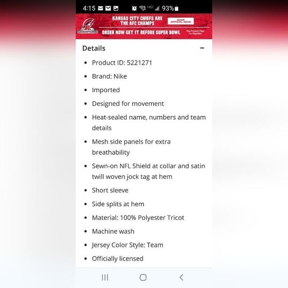 Nike On Field Kansas City Chiefs #19 Toney Jersey, Size XXXL, Nwot - Picture 2 of 9